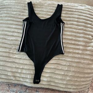 Black Bodysuit with White Stripes